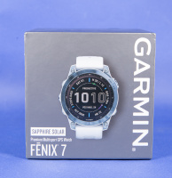 Смарт-часы Garmin fenix 7 Sapphire Solar, mineral blue DLC titanium whitestone band